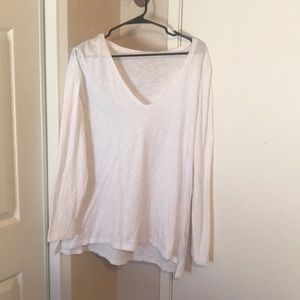 Women’s long sleeve white v neck. Size XL.